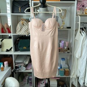 Showpo nude pink satin dress